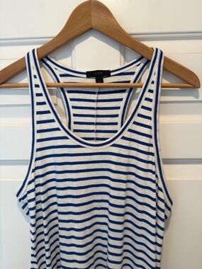 J. Crew White & Blue Striped Racerback Dress